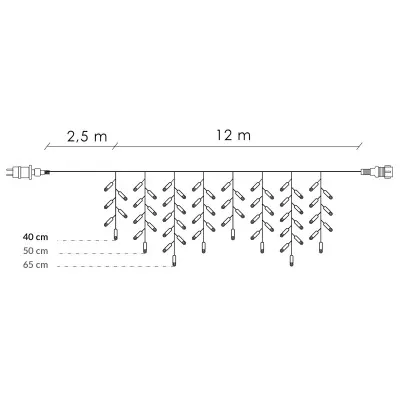 LED kvaple - 14,5m, 300LED, časovač, IP44, teplá biela + záblesky