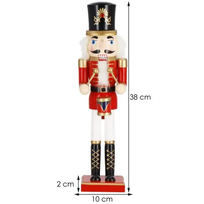 Luskáčik - Vojak s bubienkom 38cm červený, vianočné dekorácie