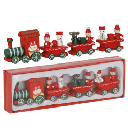Drevený vláčik 21x5cm červeno-zelený, vianočné dekorácie