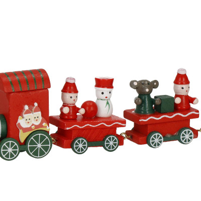 Drevený vláčik 21x5cm červeno-zelený, vianočné dekorácie