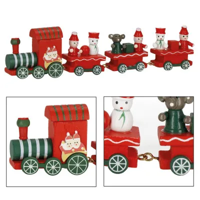 Drevený vláčik 21x5cm červeno-zelený, vianočné dekorácie
