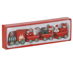 Drevený vláčik 21x5cm červeno-zelený, vianočné dekorácie