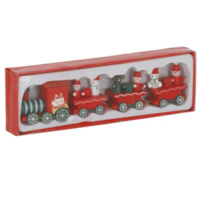 Drevený vláčik 21x5cm červeno-zelený, vianočné dekorácie