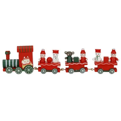 Drevený vláčik 21x5cm červeno-zelený, vianočné dekorácie