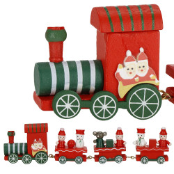Drevený vláčik 21x5cm červeno-zelený, vianočné dekorácie