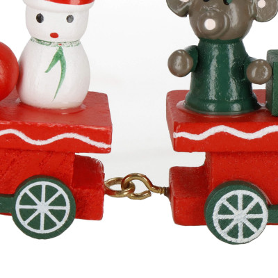 Drevený vláčik 21x5cm červeno-zelený, vianočné dekorácie