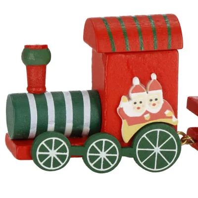 Drevený vláčik 21x5cm červeno-zelený, vianočné dekorácie