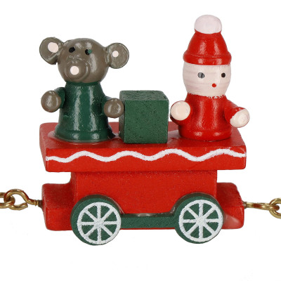 Drevený vláčik 21x5cm červeno-zelený, vianočné dekorácie