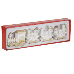 Drevený vláčik 21x5cm bielo-zlatý, vianočné dekorácie