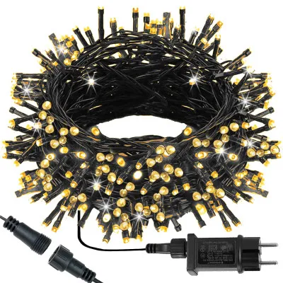 LED svetelná reťaz - 12,5m, 200LED, 8 funkcií, pamäť, IP44, teplá biela