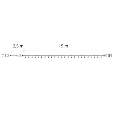 LED svetelná reťaz - 17,5m, 300LED, 8 funkcií, pamäť, IP44, teplá biela