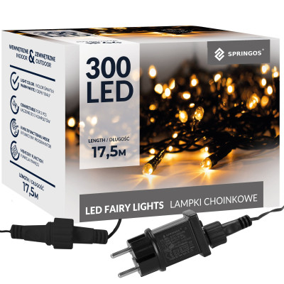 LED svetelná reťaz - 17,5m, 300LED, 8 funkcií, pamäť, IP44, teplá biela