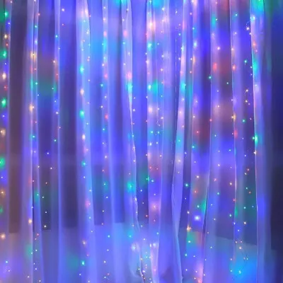 LED Nano svetelný záves - 3x2m, 200LED, 8 funkcií, ovládač, USB, IP44, multicolor