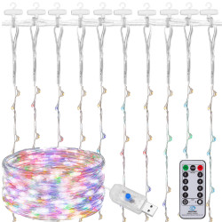 LED Nano svetelný záves - 3x2m, 200LED, 8 funkcií, ovládač, USB, IP44, multicolor