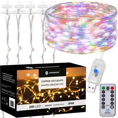 LED Nano svetelný záves - 3x2m, 200LED, 8 funkcií, ovládač, USB, IP44, multicolor