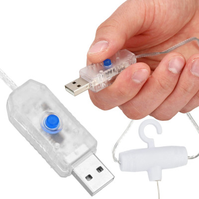 LED Nano svetelný záves - 3x3m, 300LED, 8 funkcií, ovládač, USB, IP44, multicolor