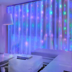 LED Nano svetelný záves - 3x3m, 300LED, 8 funkcií, ovládač, USB, IP44, multicolor