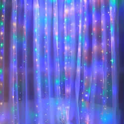 LED Nano svetelný záves - 3x3m, 300LED, 8 funkcií, ovládač, USB, IP44, multicolor