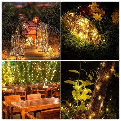 LED solárna reťaz Nano - 22m, 200LED, 8 funkcií, IP44, teplá biela