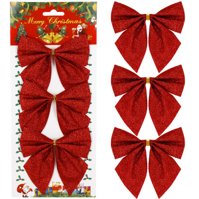 Vianočná mašľa 11x11cm červené sada 3ks, vianočné dekorácie