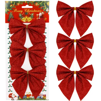 Vianočná mašľa 11x11cm červené sada 3ks, vianočné dekorácie