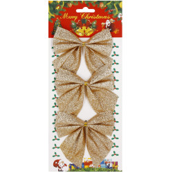 Vianočná mašľa 11x11cm zlaté sada 3ks, vianočné dekorácie