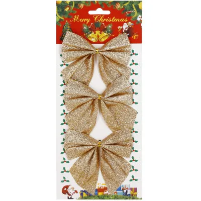 Vianočná mašľa 11x11cm zlaté sada 3ks, vianočné dekorácie