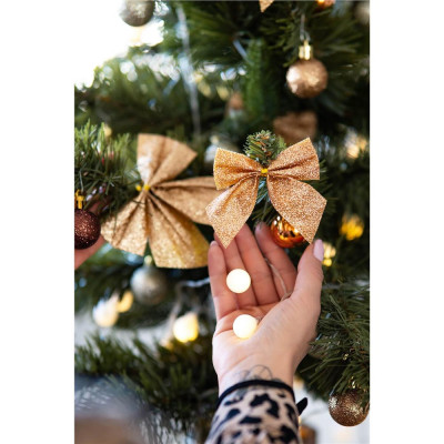 Vianočná mašľa 11x11cm zlaté sada 3ks, vianočné dekorácie