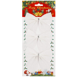 Vianočná mašľa 11x11cm biele sada 3ks, vianočné dekorácie