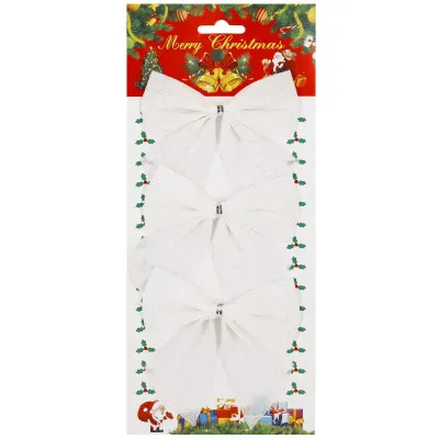 Vianočná mašľa 11x11cm biele sada 3ks, vianočné dekorácie