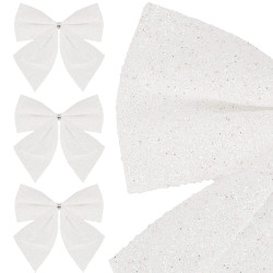 Vianočná mašľa 11x11cm biele sada 3ks, vianočné dekorácie