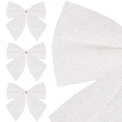 Vianočná mašľa 11x11cm biele sada 3ks, vianočné dekorácie