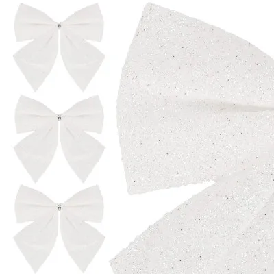 Vianočná mašľa 11x11cm biele sada 3ks, vianočné dekorácie