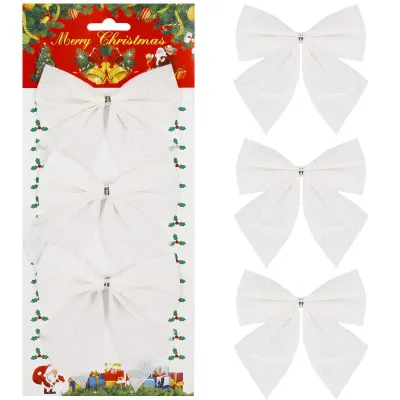 Vianočná mašľa 11x11cm biele sada 3ks, vianočné dekorácie