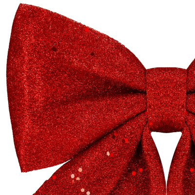 Vianočná mašľa s flitrami 30x27,5cm červená, vianočné dekorácie