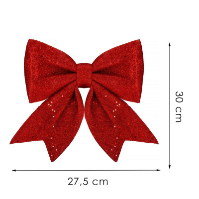 Vianočná mašľa s flitrami 30x27,5cm červená, vianočné dekorácie