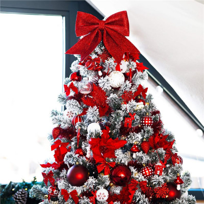 Vianočná mašľa s flitrami 30x27,5cm červená, vianočné dekorácie