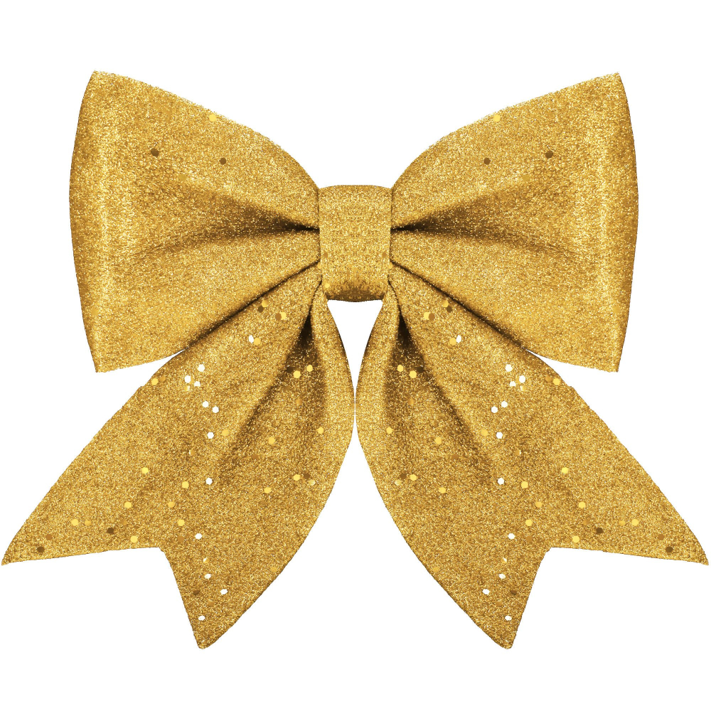 Vianočná mašľa s flitrami 19,5x21cm zlatá, vianočné dekorácie