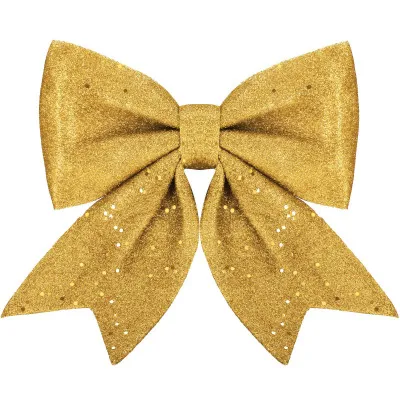 Vianočná mašľa s flitrami 19,5x21cm zlatá, vianočné dekorácie