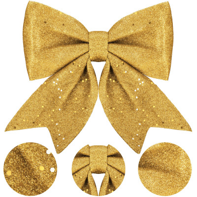 Vianočná mašľa s flitrami 19,5x21cm zlatá, vianočné dekorácie