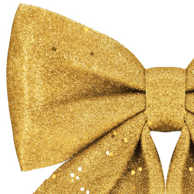 Vianočná mašľa s flitrami 19,5x21cm zlatá, vianočné dekorácie