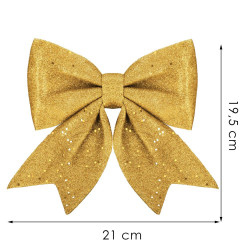 Vianočná mašľa s flitrami 19,5x21cm zlatá, vianočné dekorácie