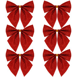 Vianočná mašľa 8x7,5cm červené sada 6ks, vianočné dekorácie