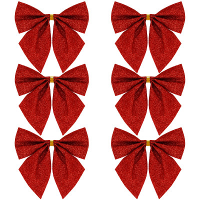 Vianočná mašľa 8x7,5cm červené sada 6ks, vianočné dekorácie