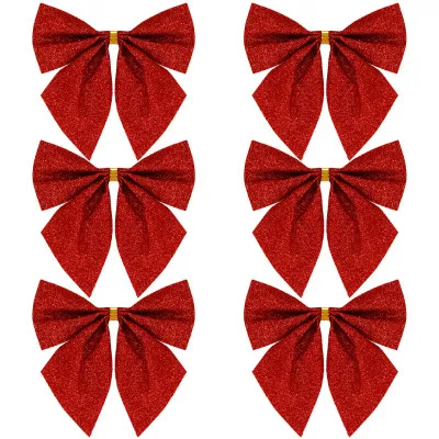 Vianočná mašľa 8x7,5cm červené sada 6ks, vianočné dekorácie