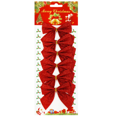 Vianočná mašľa 8x7,5cm červené sada 6ks, vianočné dekorácie