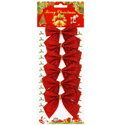 Vianočná mašľa 8x7,5cm červené sada 6ks, vianočné dekorácie