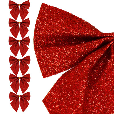 Vianočná mašľa 8x7,5cm červené sada 6ks, vianočné dekorácie