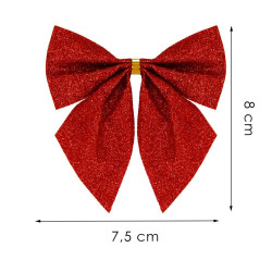 Vianočná mašľa 8x7,5cm červené sada 6ks, vianočné dekorácie