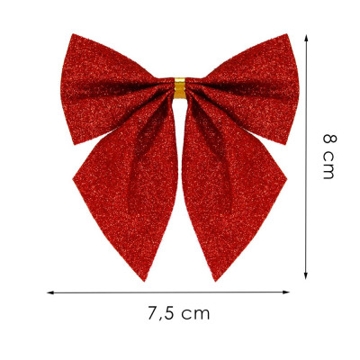 Vianočná mašľa 8x7,5cm červené sada 6ks, vianočné dekorácie